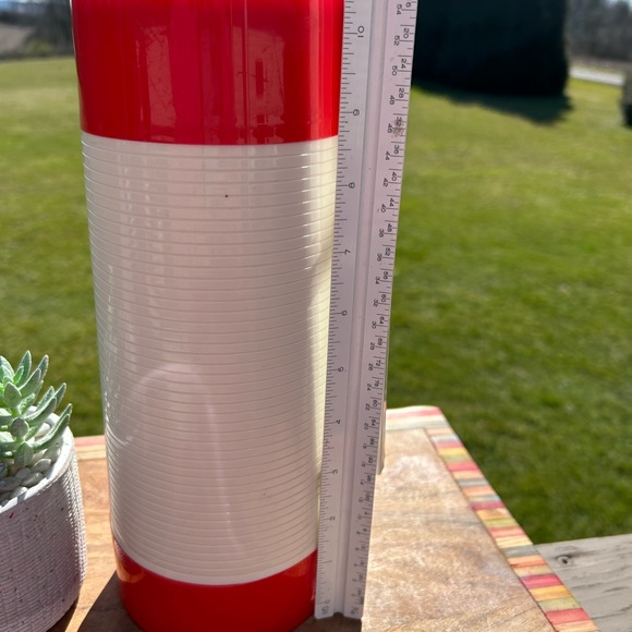 Vtg 1970's Red Aladdin Hy-lo Wide Mouth Thermos Bottle With Handle - Picture 8 of 9